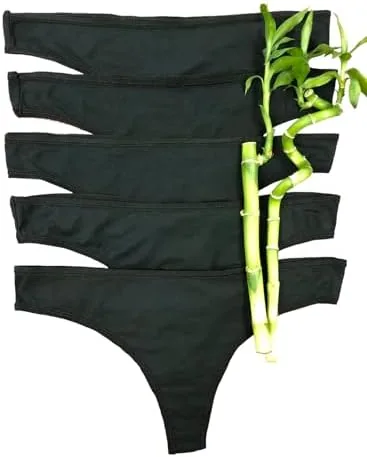 alessandra b womens thong of rayon derived from bamboo 5 pack black